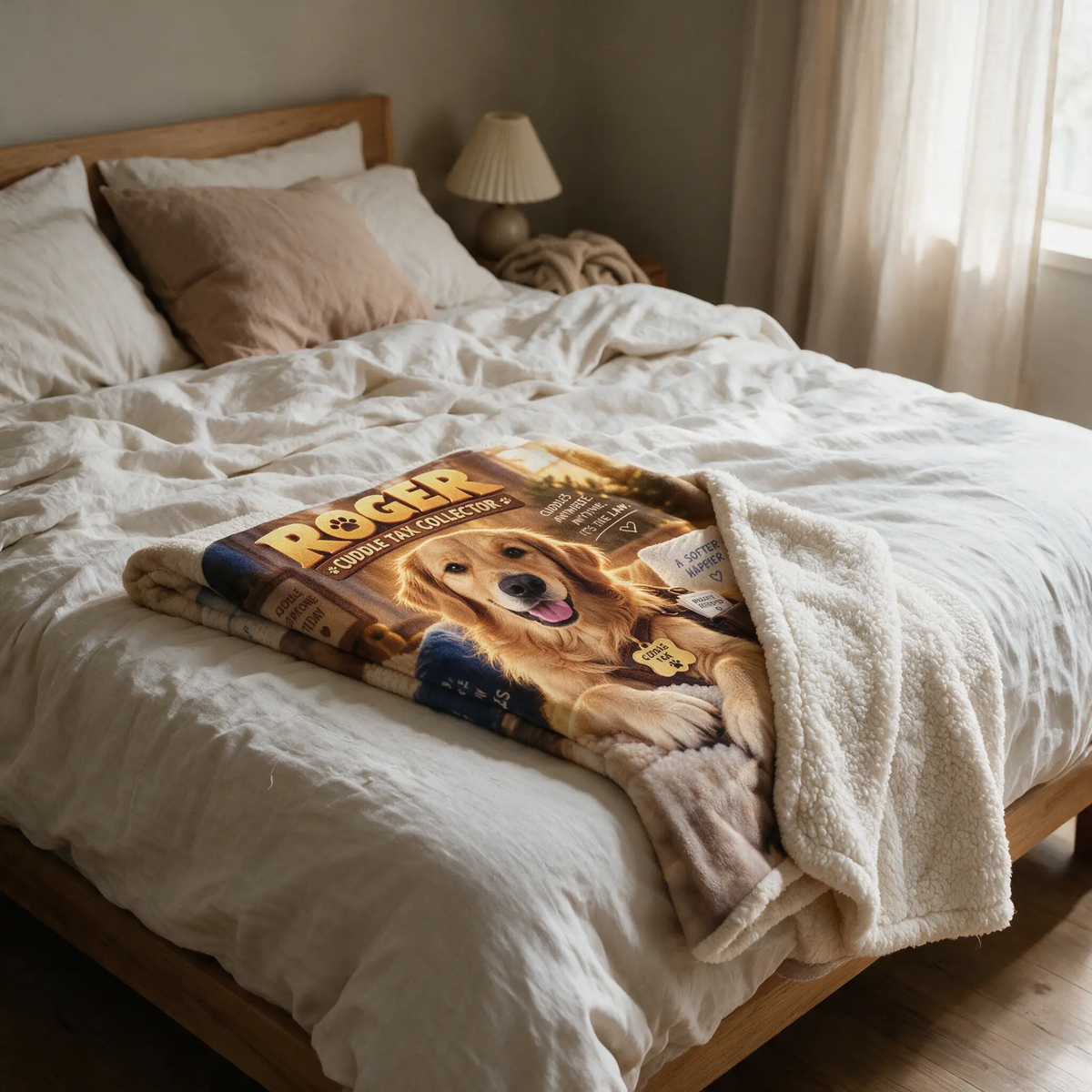 Roger the Cuddle Tax Collector Sherpa Fleece Blanket – Cute Golden Retriever Dog Throw for Pet Lovers, Cozy Gift